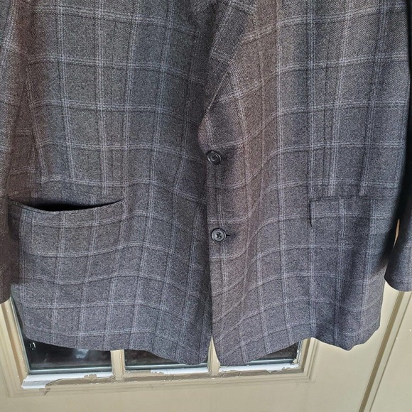Hickey Freeman Mens Gray Custom Surgical Cuffs Plaid Wool 2 Button Blazer 51 R - Picture 5 of 9